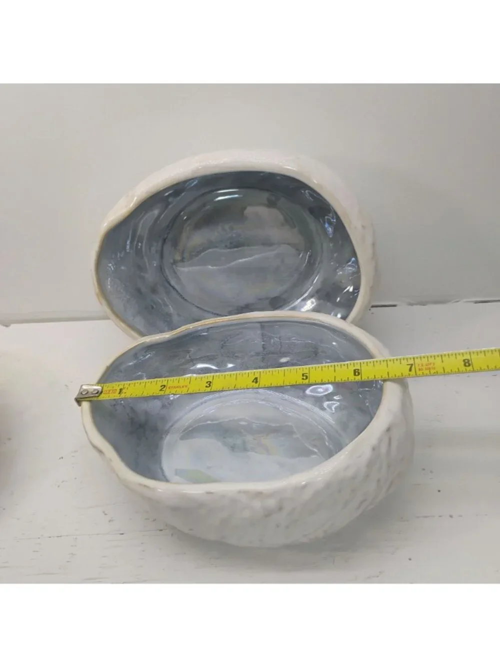 Pottery Barn Abalone Iridescent Oyster Shell Soup Salad Bowls Set of 2